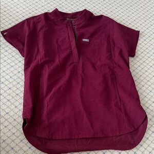 Figs Maroon Short Sleeve scrub Top